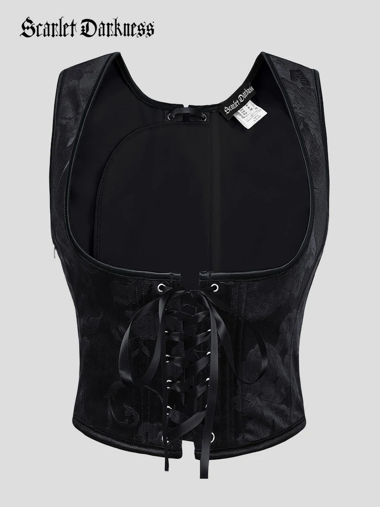 Scarlet Darkness Exquisite Renaissance Velvet Under-Bust Corset Bodice Black