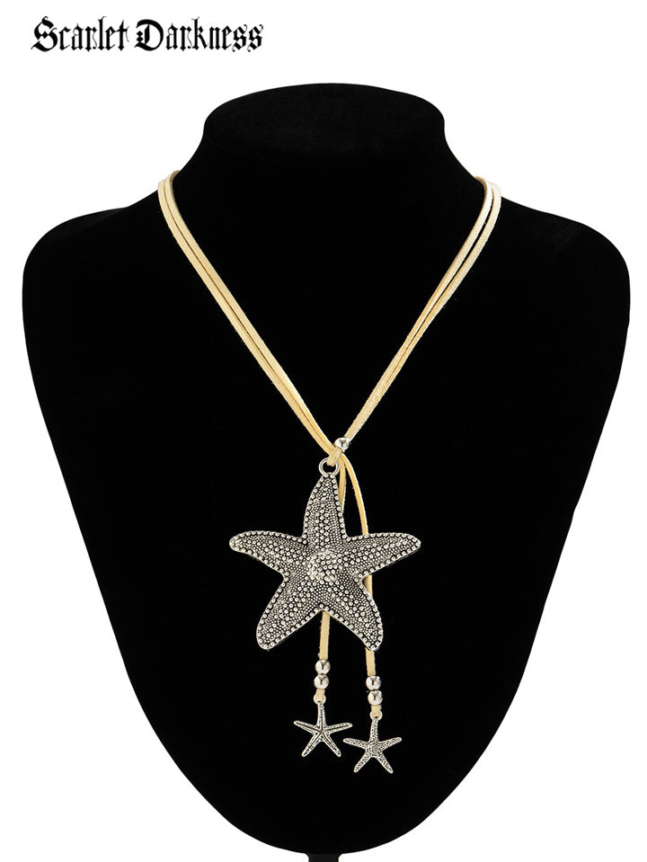 Seashell Serenade Starfish Boho Choker Necklace SCARLET DARKNESS