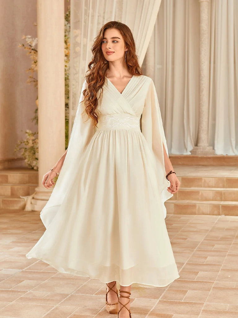 Scarlet Darkness Renaissance Purple Embroidered Chiffon Pockets Dress