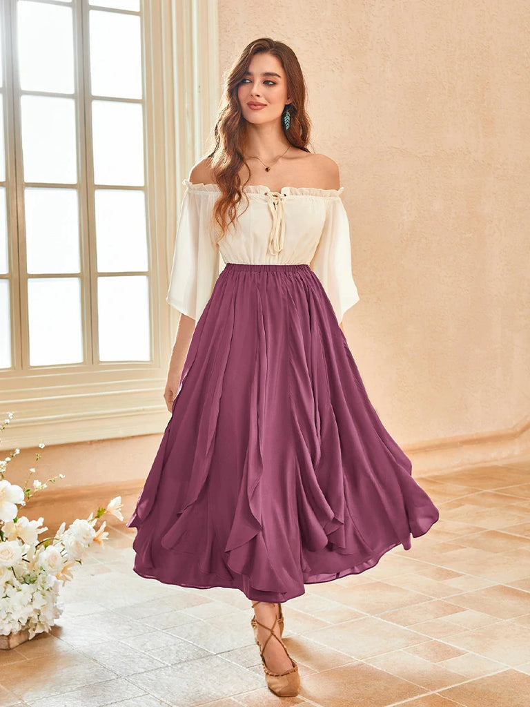 Scarlet Darkness Renaissance Ruffle Swing Skirt with Pockets