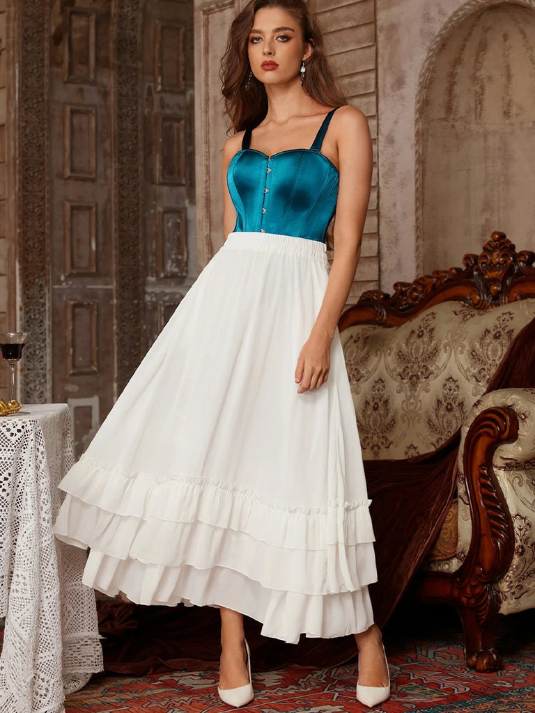 Scarlet Darkness Women Renaissance Tiered Swing Pocket Skirts