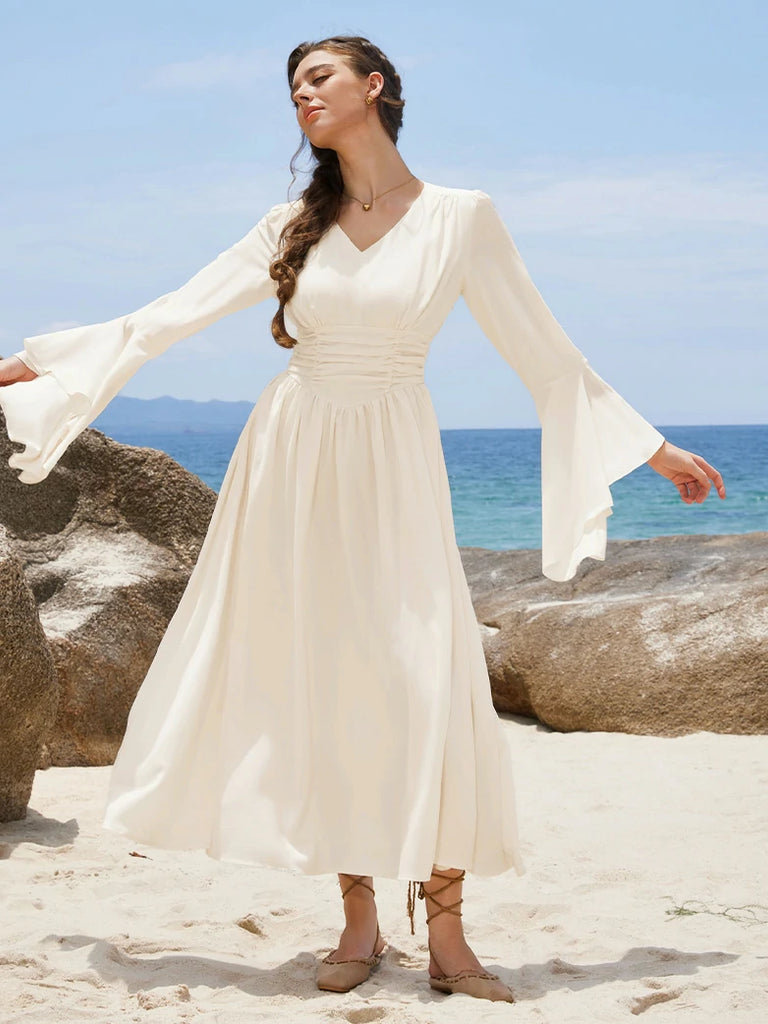 Scarlet Darkness Renaissance Fairy Elastic Waist Maxi Dress with Pockets