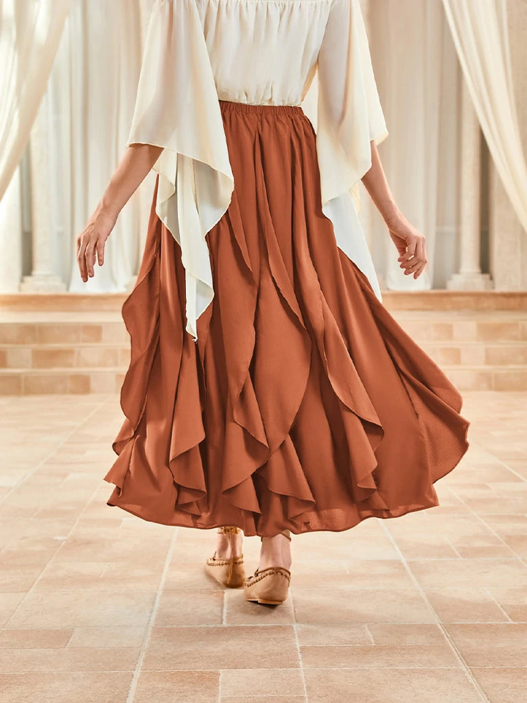 Scarlet Darkness Renaissance Ruffle Swing Skirt with Pockets