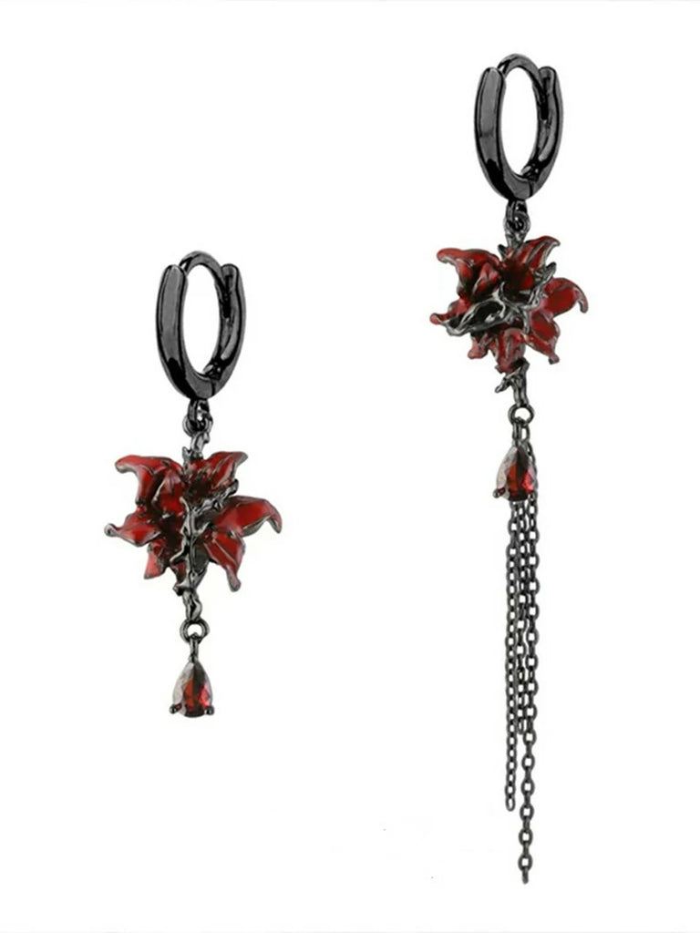 Scarlet Darkness Mandala Flower Tassel Jewelry Ring Earrings Bracelet Earrings