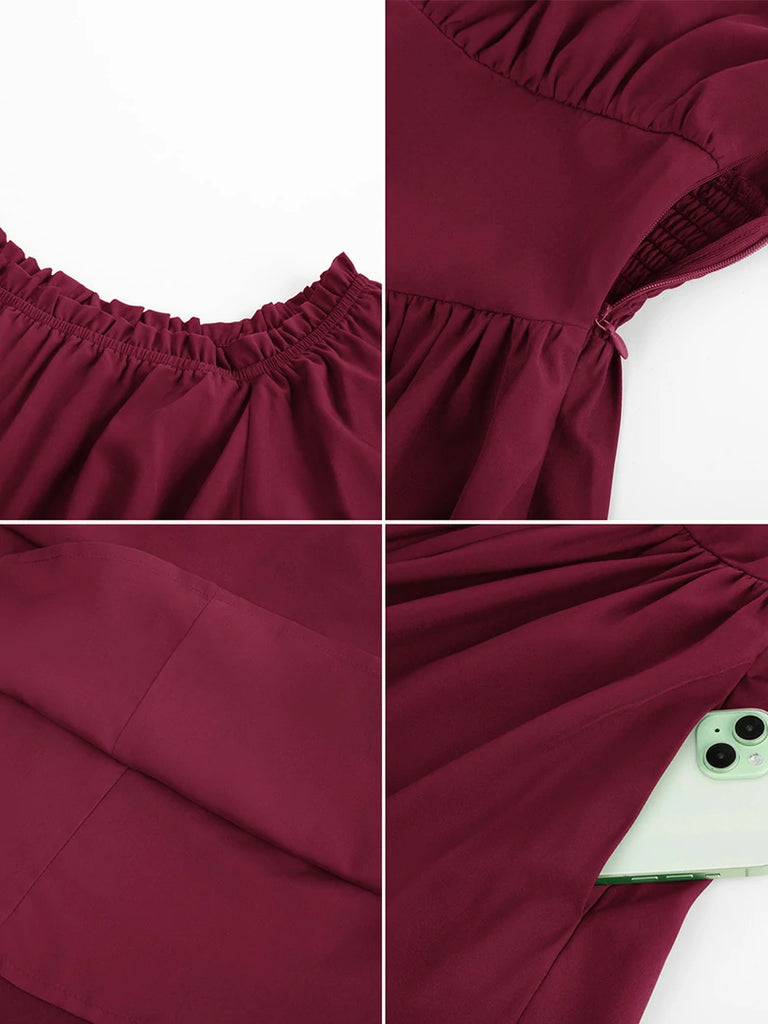 Scarlet Darkness Renaissance Irregular Hem Off Shoulder Pockets Dress