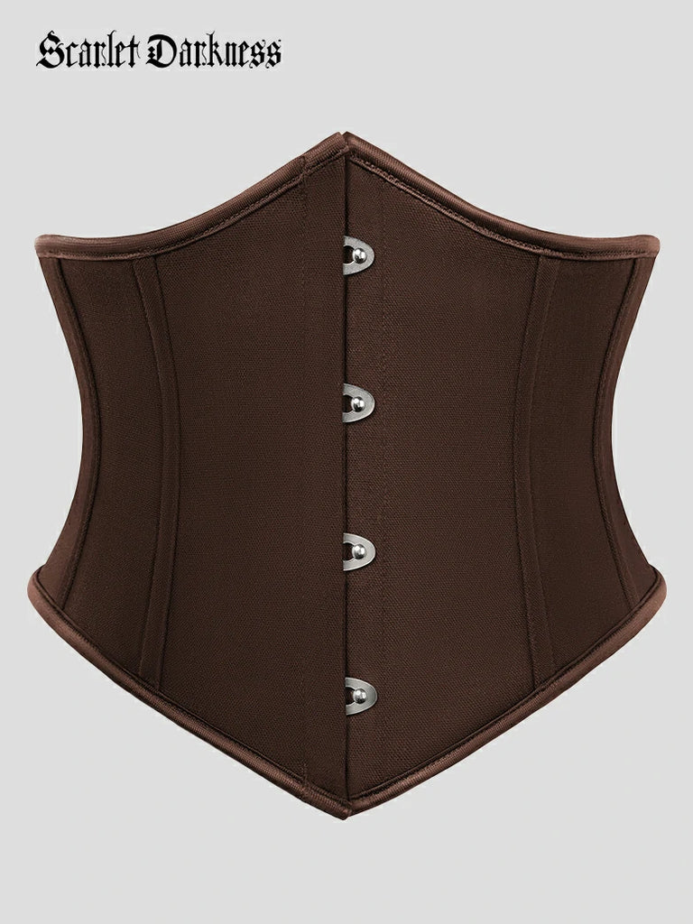 Scarlet Darkness Renaissance Waist Corset Belt Metal Hook Cincher Brown
