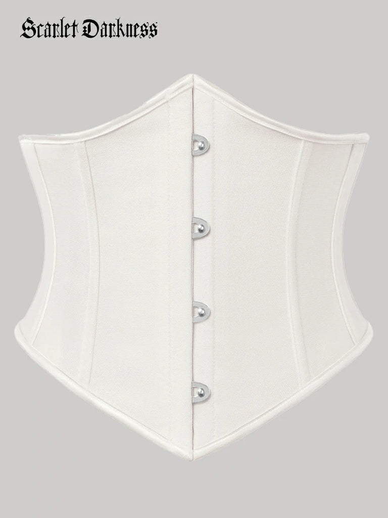 Scarlet Darkness Renaissance Waist Corset Belt Metal Hook Cincher White
