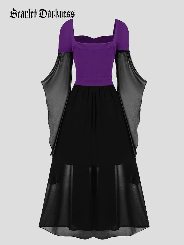 Scarlet Darkness 2025 Halloween Witch Fairy Tie-Strap Long Dress