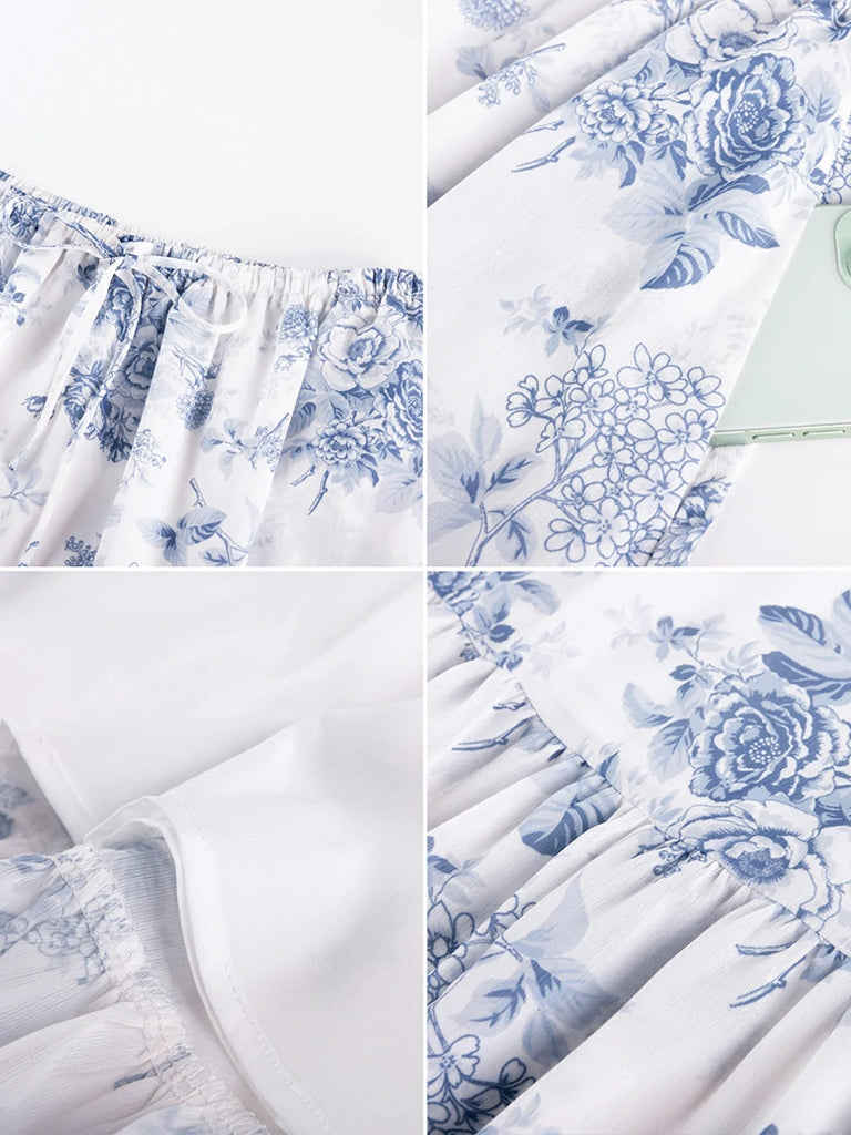 Scarlet Darkness 2026 Floral Elastic Waist Swing Pockets Skirt