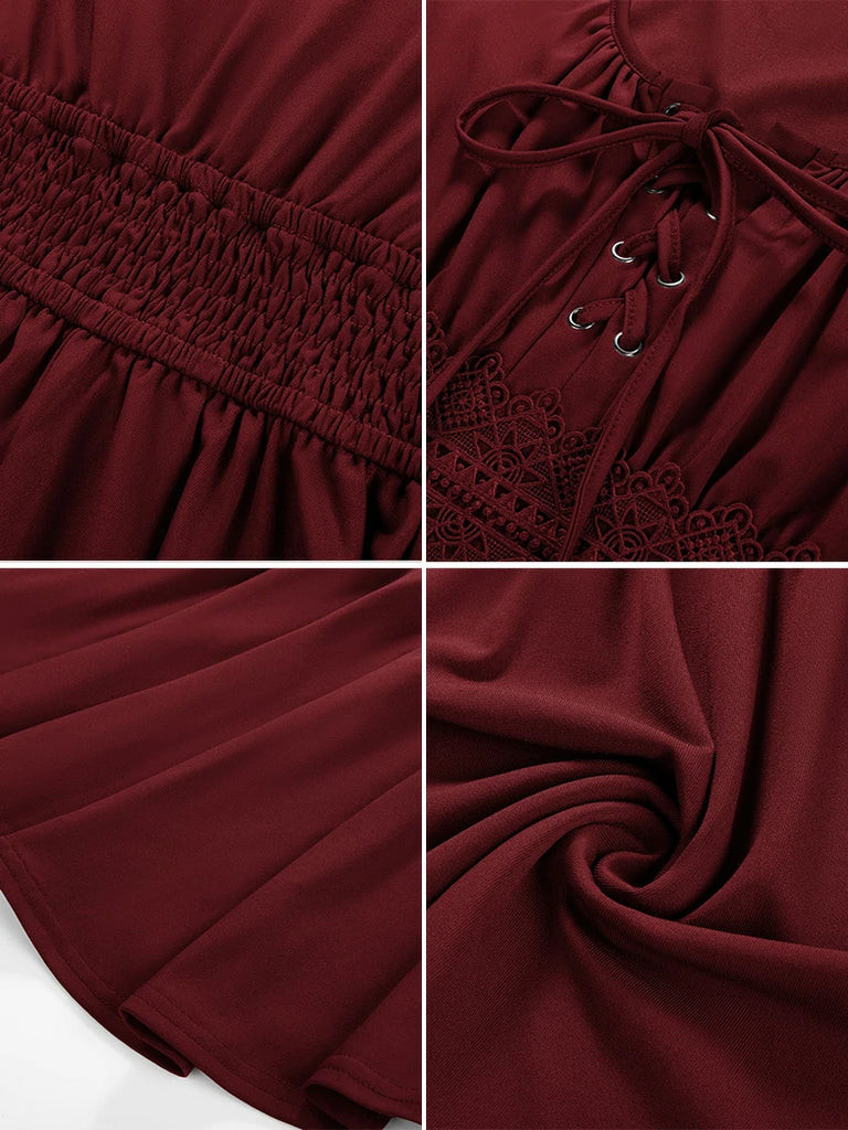 Scarlet Darkness Renaissance Curved Hem Bell Sleeve Slit Tops