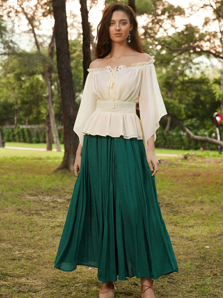 Scarlet Darkness Renaissance Flowing Off-Shoulder Witch Tops