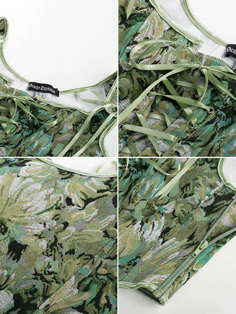 Scarlet Darkness Renaissance Festival Floral Corset Tops with 10 Bones