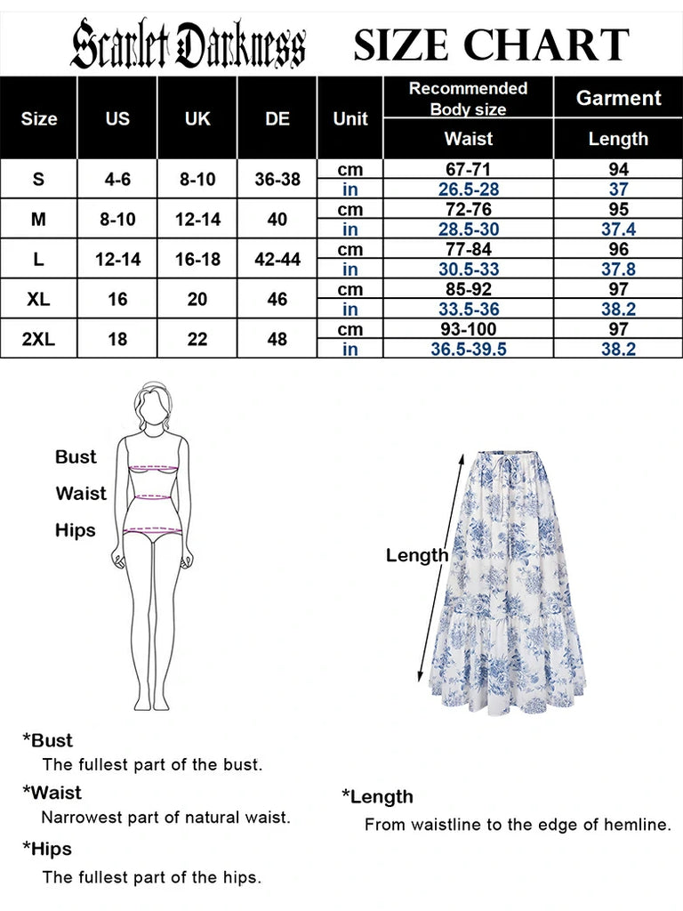 Scarlet Darkness 2026 Floral Elastic Waist Swing Pockets Skirt