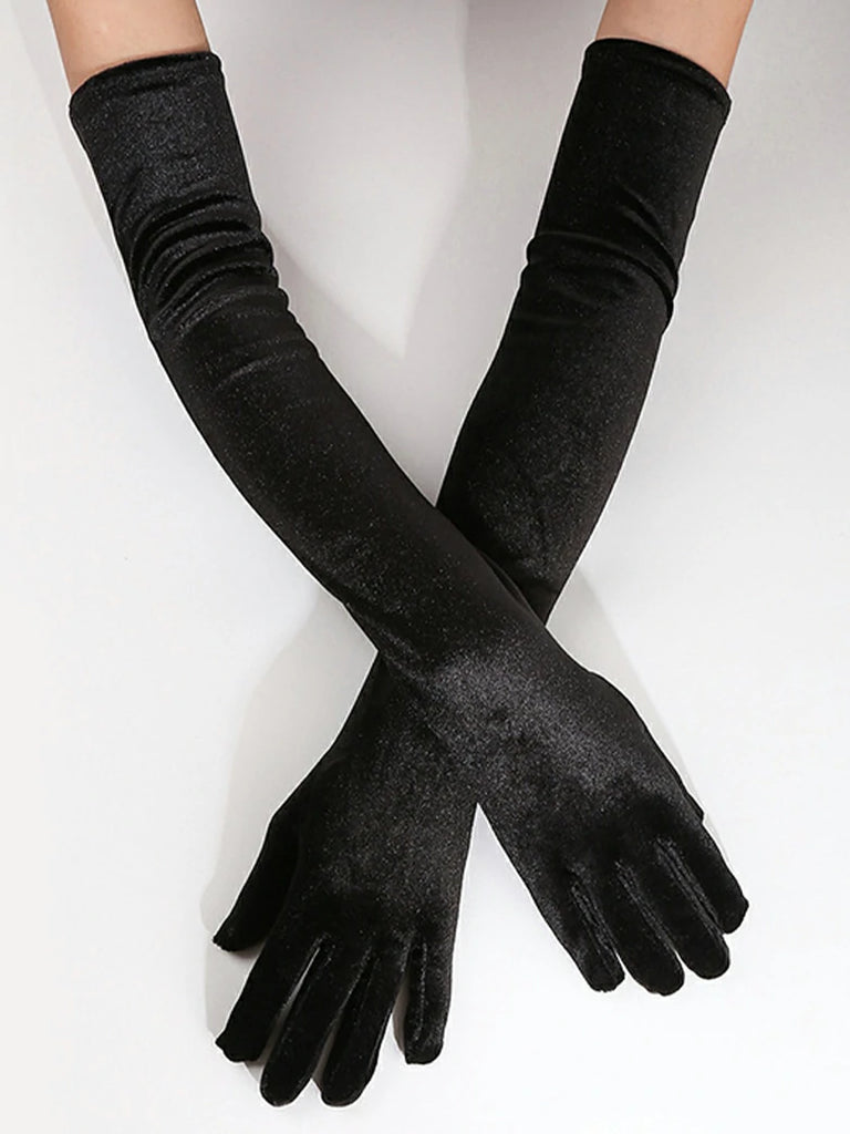 Scarlet Darkness Women Velvet Gloves for Evening Gowns, Banquets, Parties