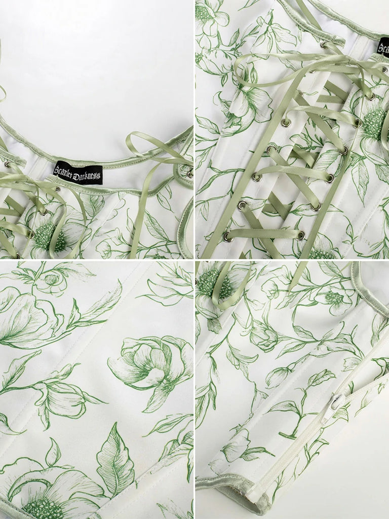 Scarlet Darkness Renaissance Festival Floral Corset Tops with 10 Bones