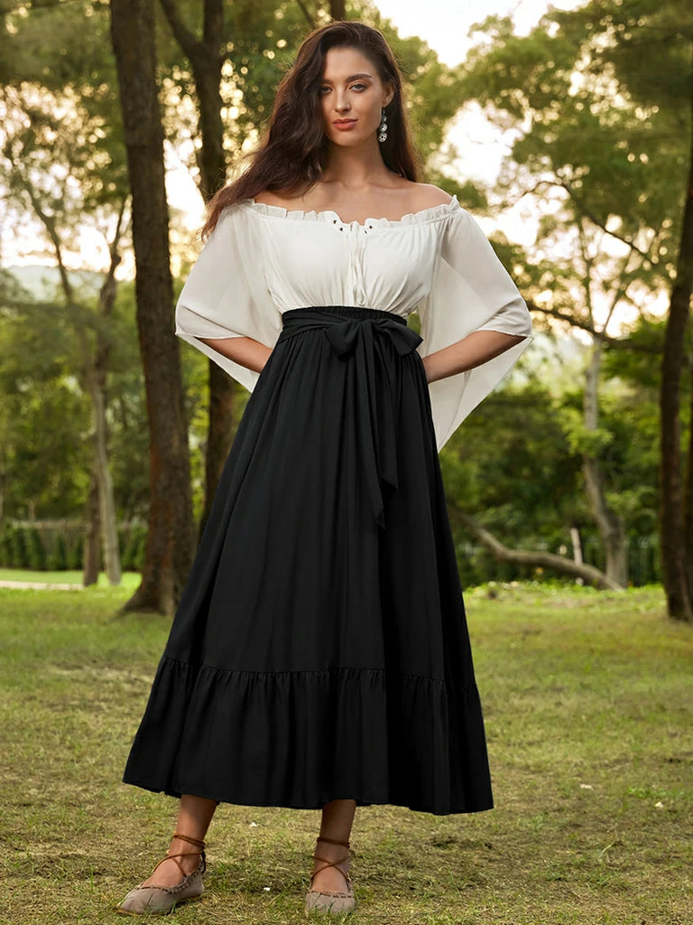 Scarlet Darkness Women Renaissance Tiered Swing Pockets Skirt