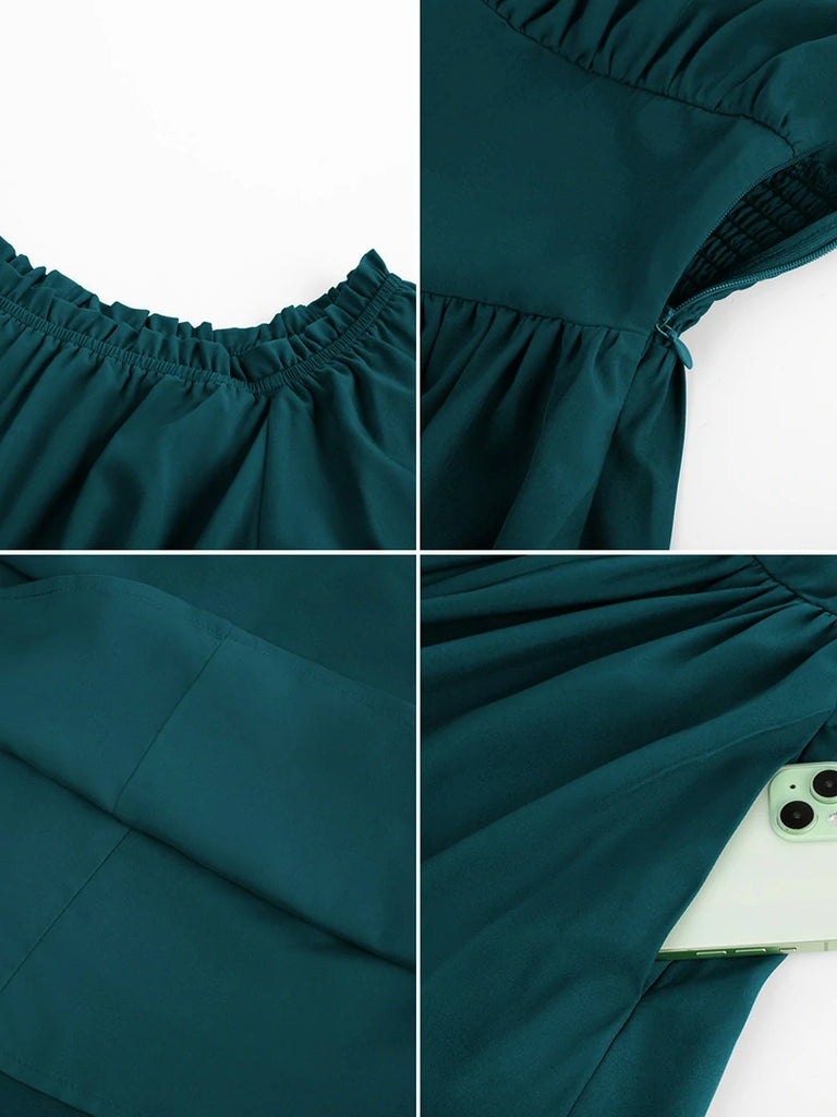 Scarlet Darkness Renaissance Irregular Hem Off Shoulder Pockets Dress