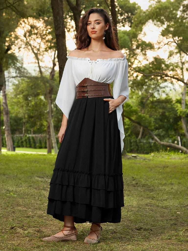 Scarlet Darkness Women Renaissance Tiered Swing Pocket Skirts