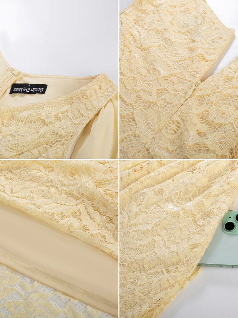 Scarlet Darkness VIctoria Gothic Chiffon Lace Slit Sleeve Party Dress