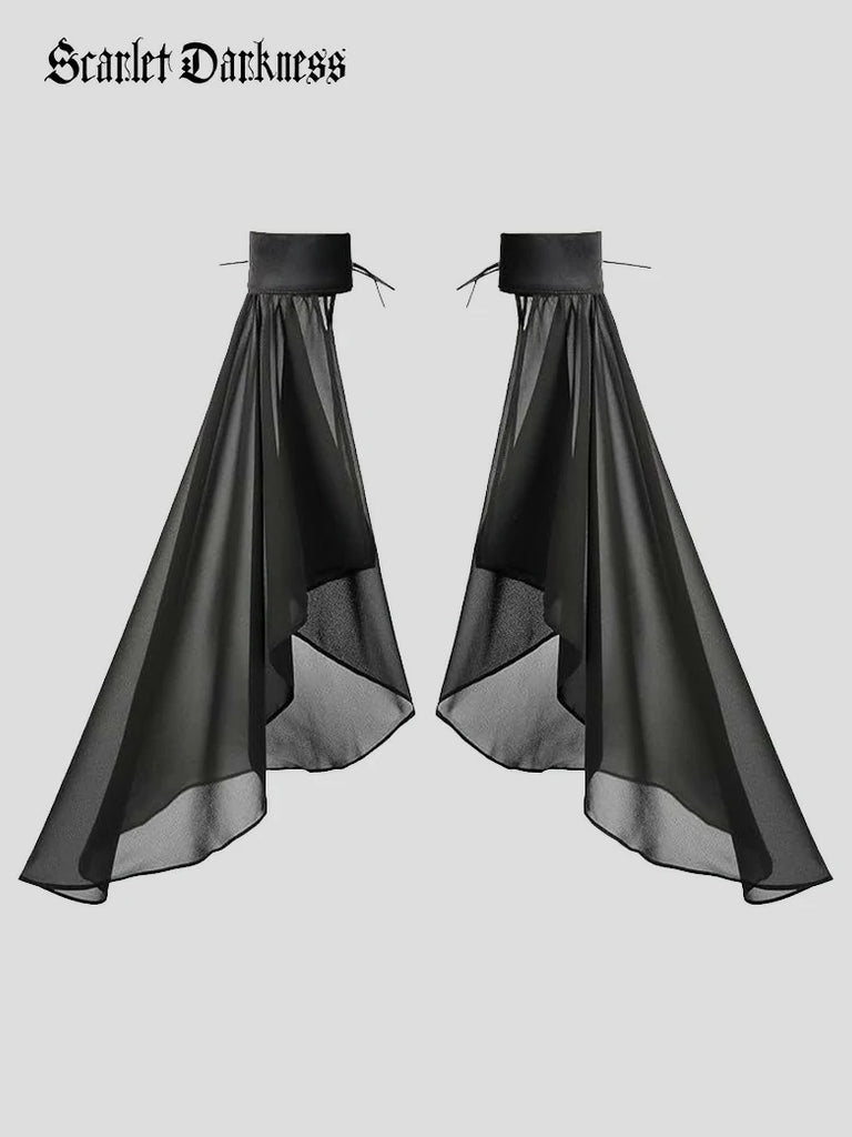 Scarlet Darkness Fantasy Fairy Cosplay Chiffon Sleeve with Lace-up Black 55cm One pair (two pieces)