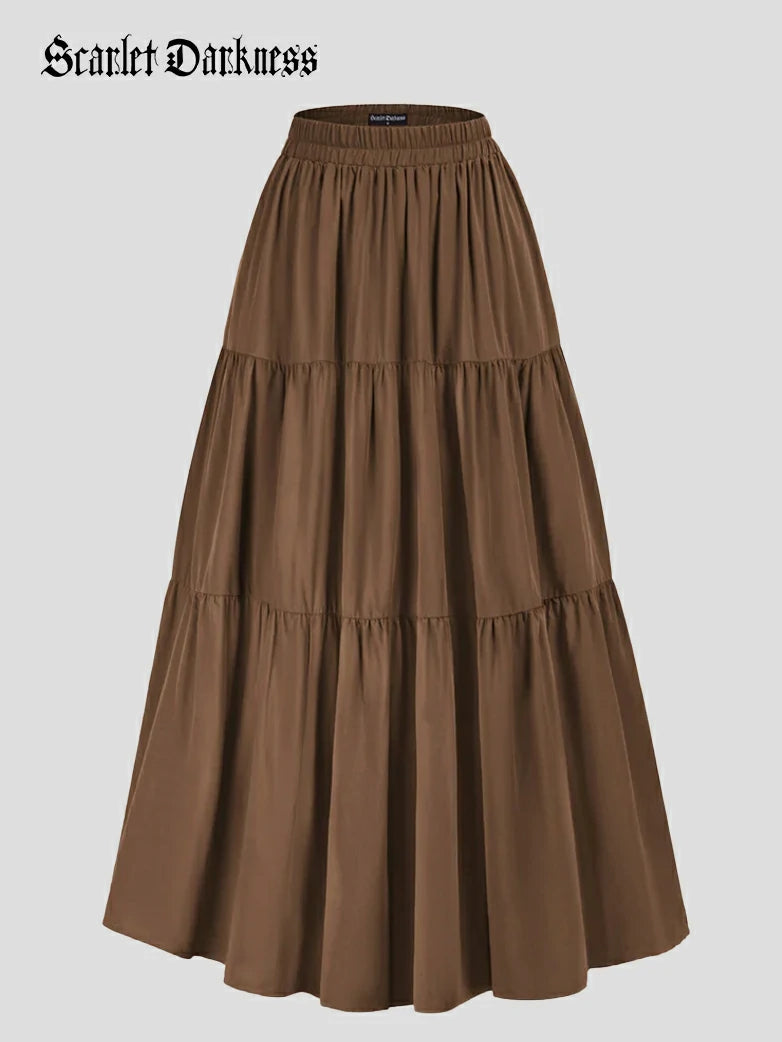 Scarlet Darkness Renaissance Elastic Waist Swing Skirt with Pockets