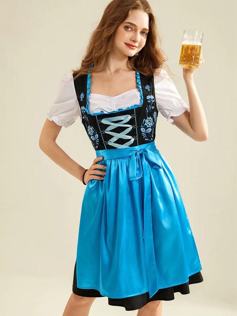 Women 3pcs Set German Bavarian Oktoberfest Costume SCARLET DARKNESS