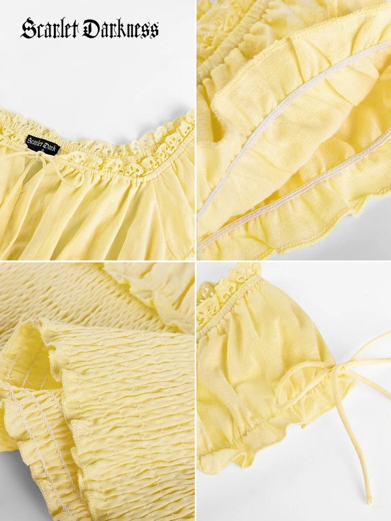 Scarlet Darkness 100% Cotton Renaissance Smocked Waist Tops