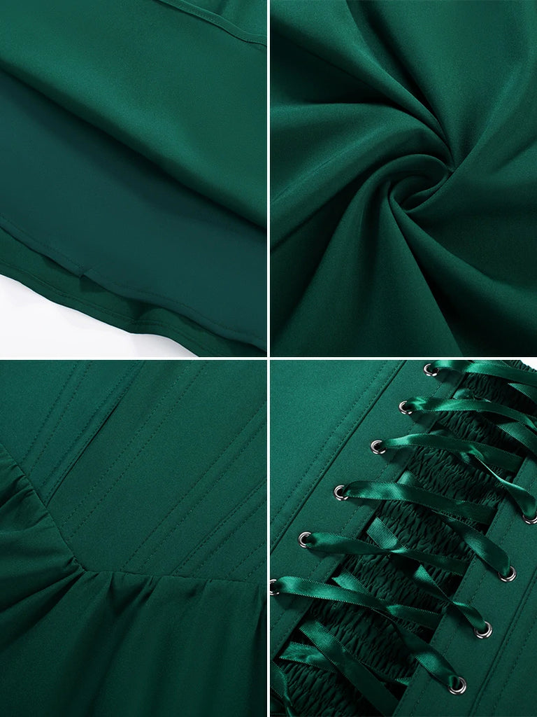 Scarlet Darkness Victorian Cocktail Party Corset Dress with Pockets