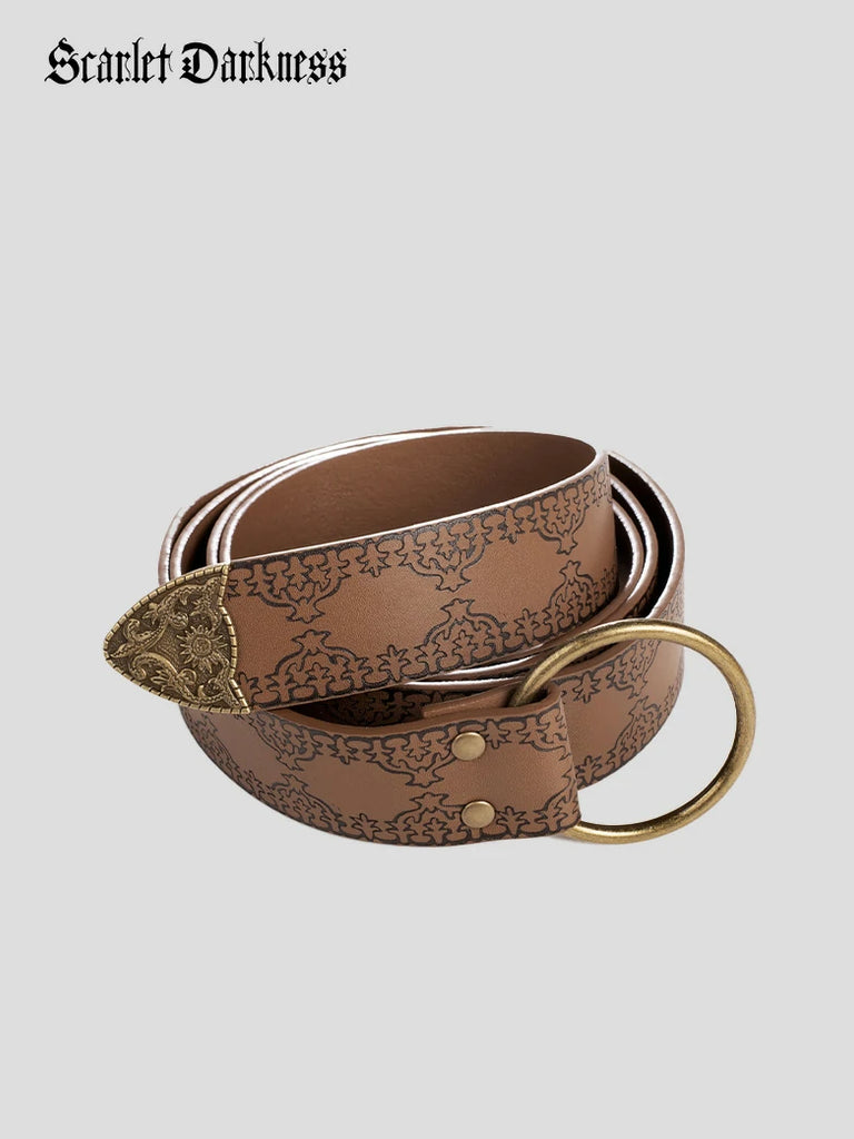 Scarlet Darkness Ren Faire Leather Belt 159*3.5cm O Ring Belt