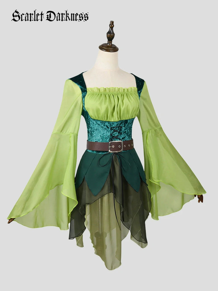 Scarlet Darkness Wizard of Oz Magical Elf Dress Cosplay Costume Green