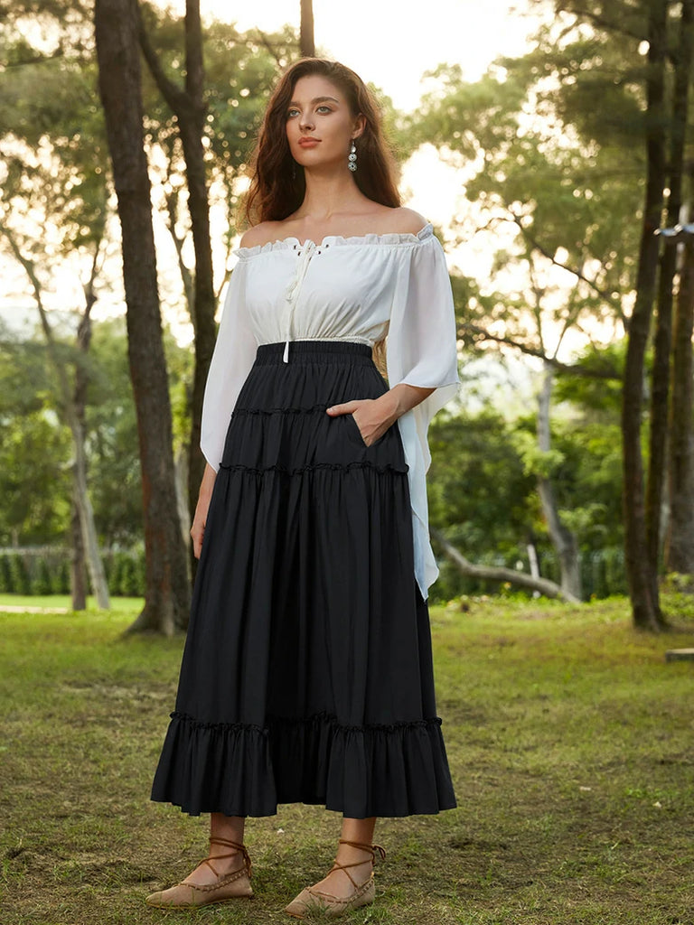 Scarlet Darkness Prairie Renaissance Layered and Versatile Pocket Skirt