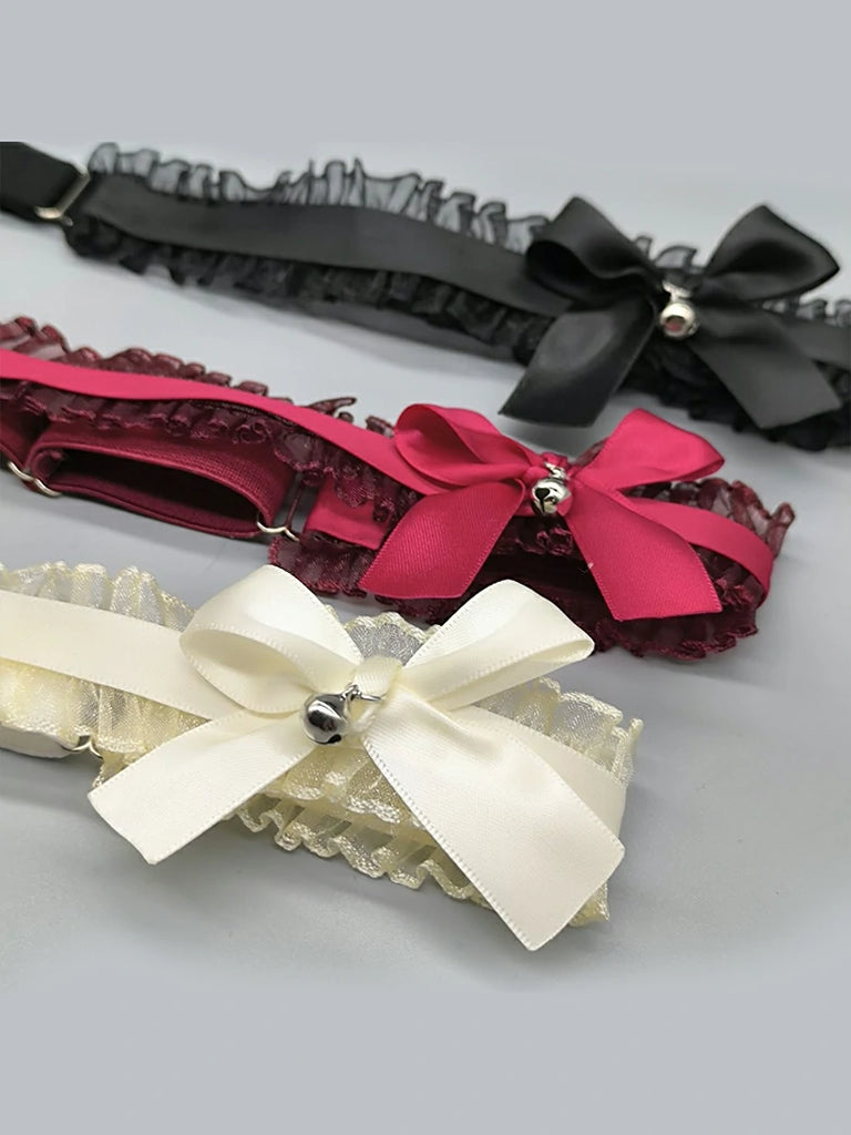 Scarlet Darkness Women's Leg Rings with Bow and Bell for Christmas