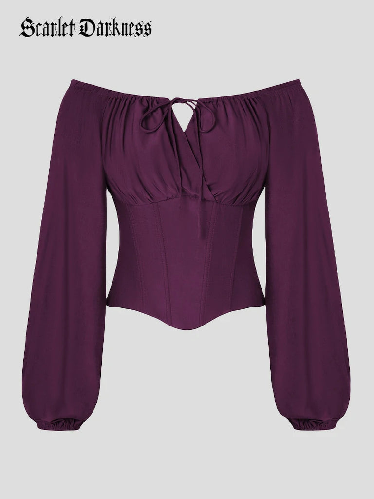 Scarlet Darkness Comfy Fairy Off Shoulder Boned Corset Tops