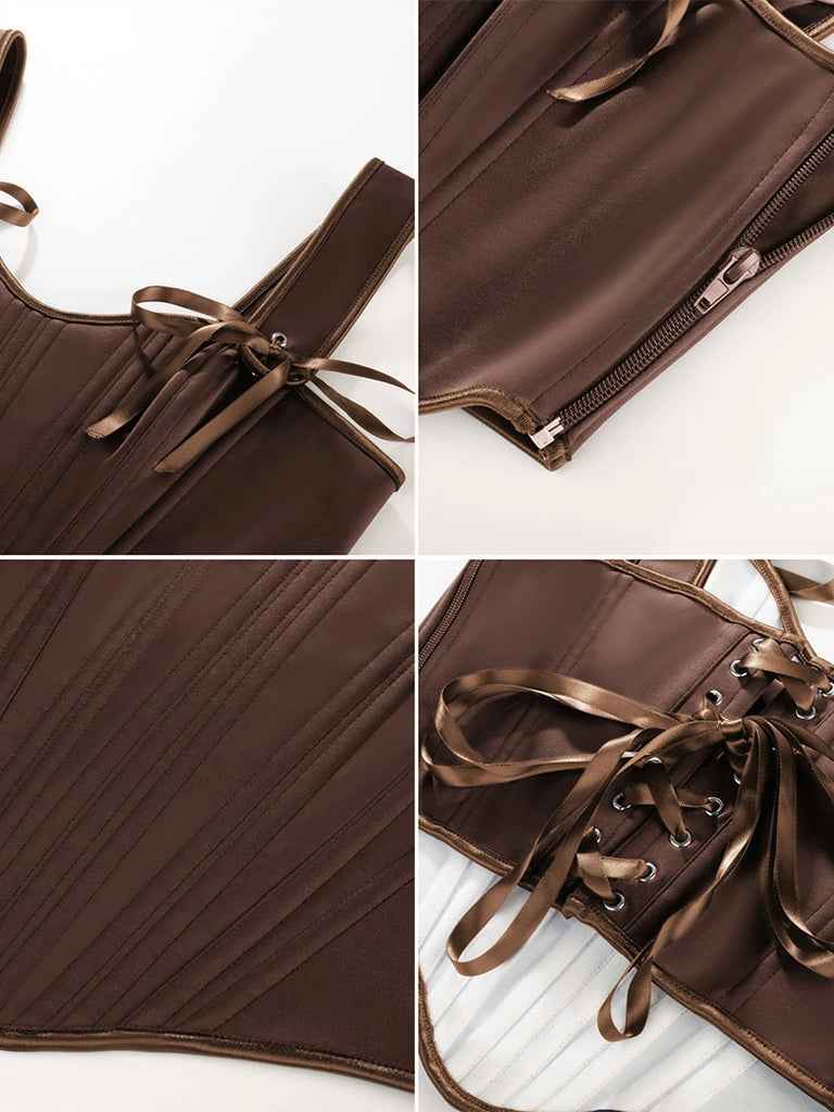 Scarlet Darkness Renaissance Satin Corset Bustier Lace-up Top