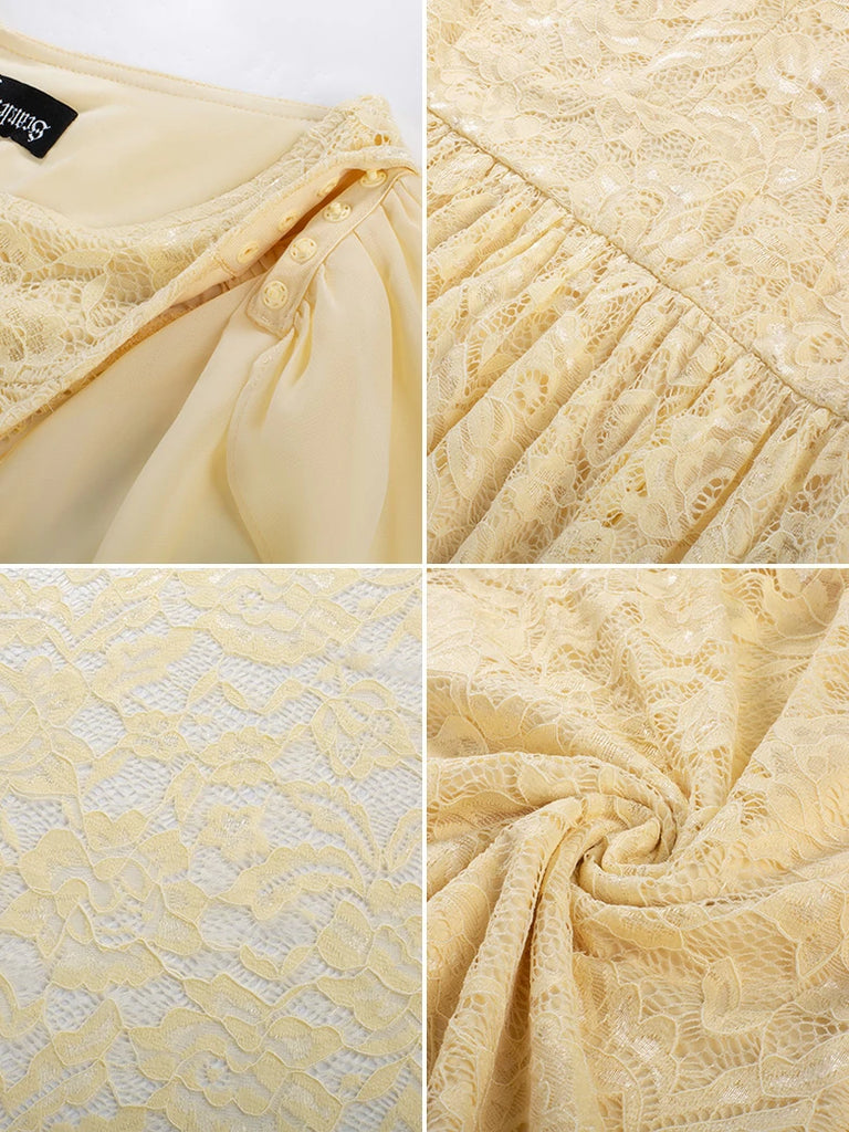 Scarlet Darkness VIctoria Gothic Chiffon Lace Slit Sleeve Party Dress