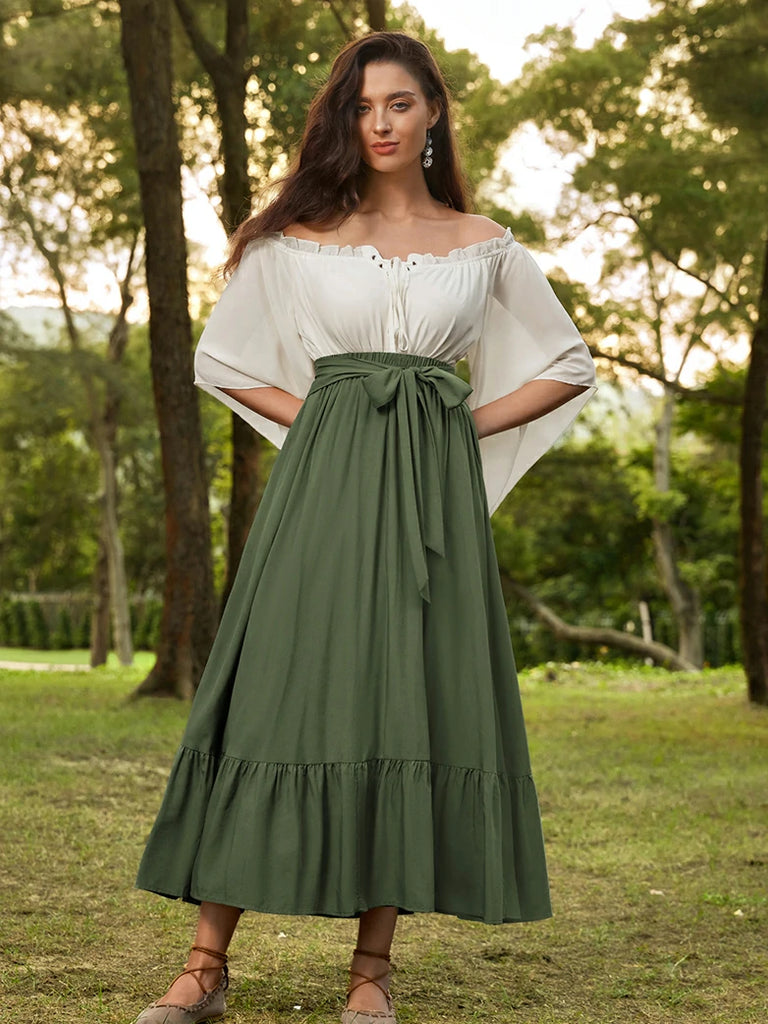 Scarlet Darkness Women Renaissance Tiered Swing Pockets Skirt