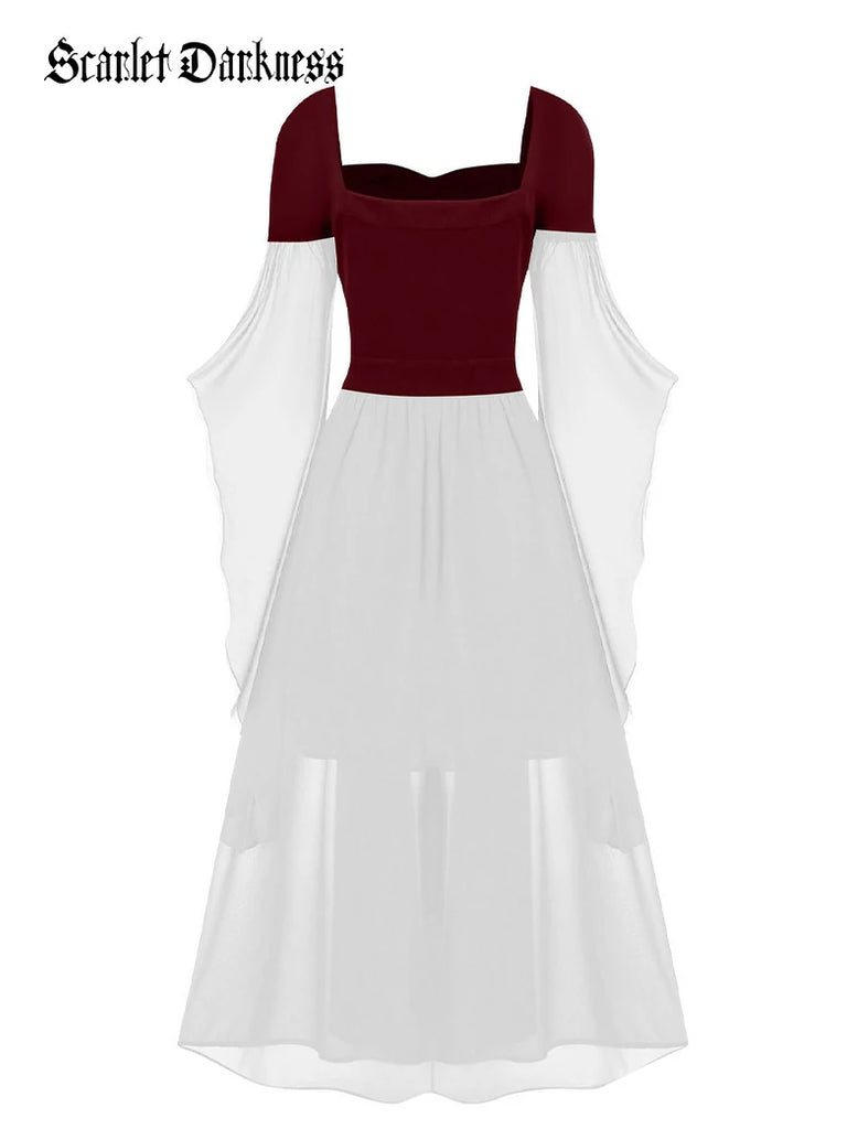 Scarlet Darkness 2025 Halloween Witch Fairy Tie-Strap Long Dress