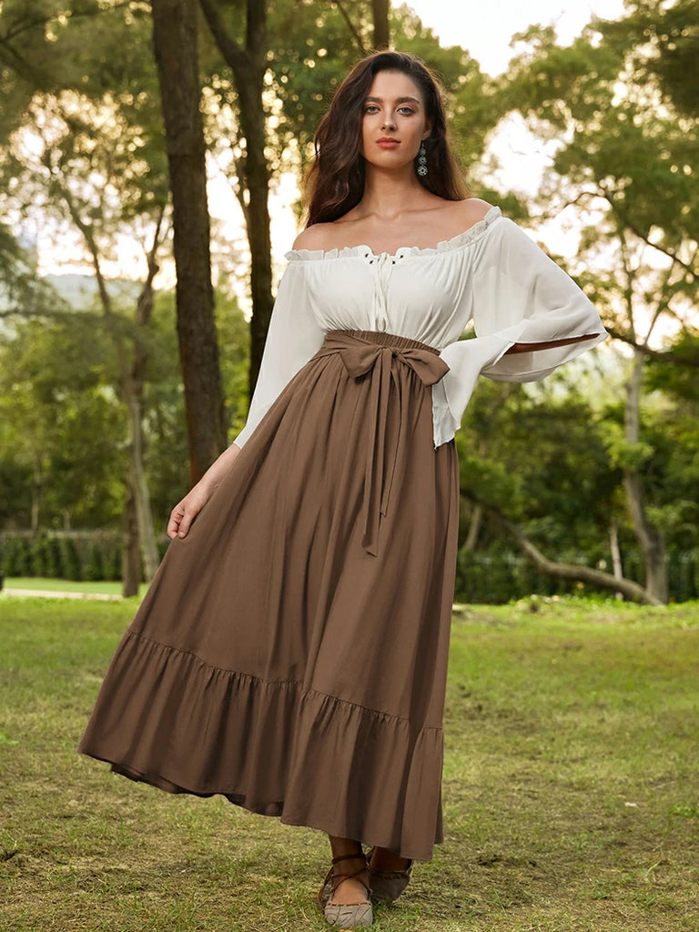 Scarlet Darkness Women Renaissance Tiered Swing Pockets Skirt