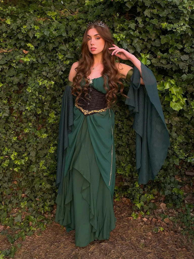 Scarlet Darkness Fantasy Fairy Cosplay Chiffon Sleeve with Lace-up