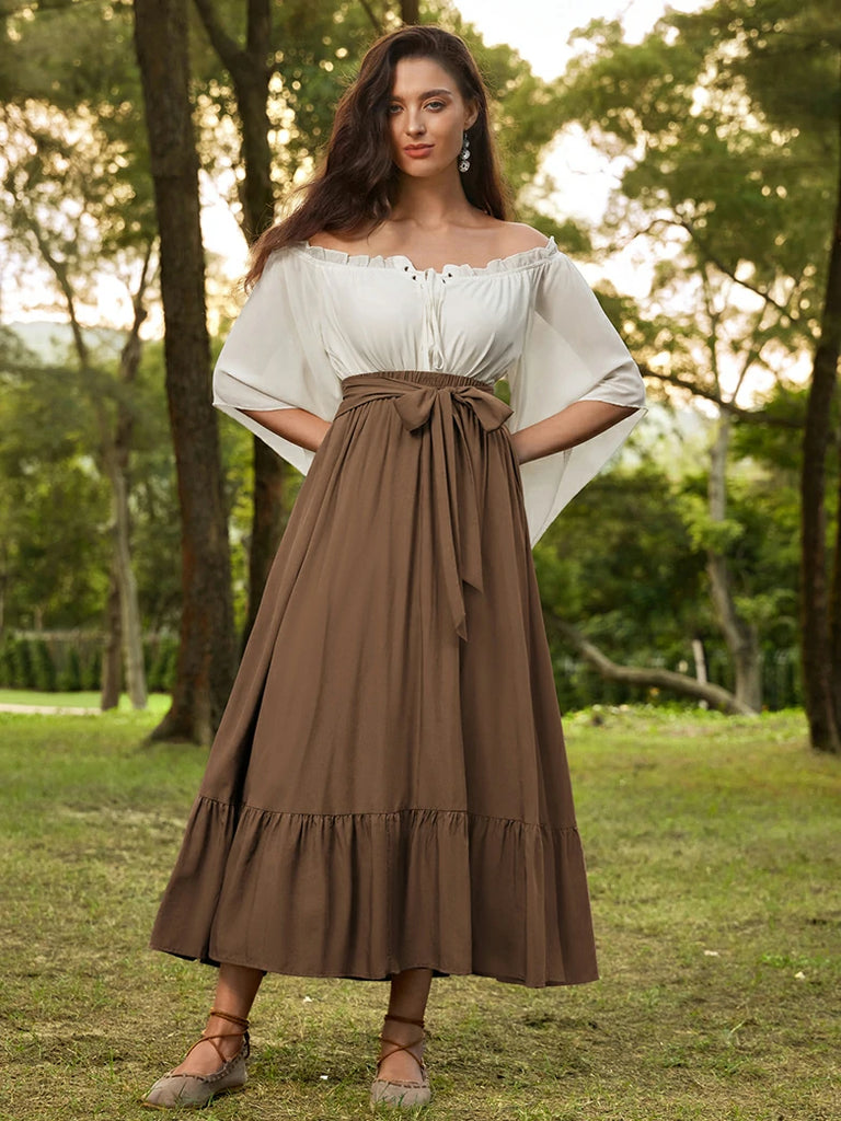 Scarlet Darkness Women Renaissance Tiered Swing Pockets Skirt