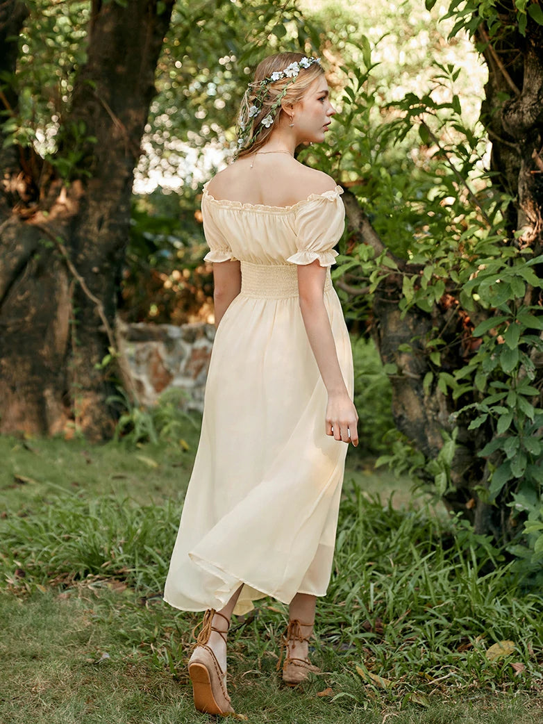 milkmaid off the shoulder dress Soomlon Off the Shoulder Dresses for Women Summer Milkmaid Dress Spaghetti Strap Ruffle Dress Flowy Vacation Clothes, Women's, Size: Medium, Yellow