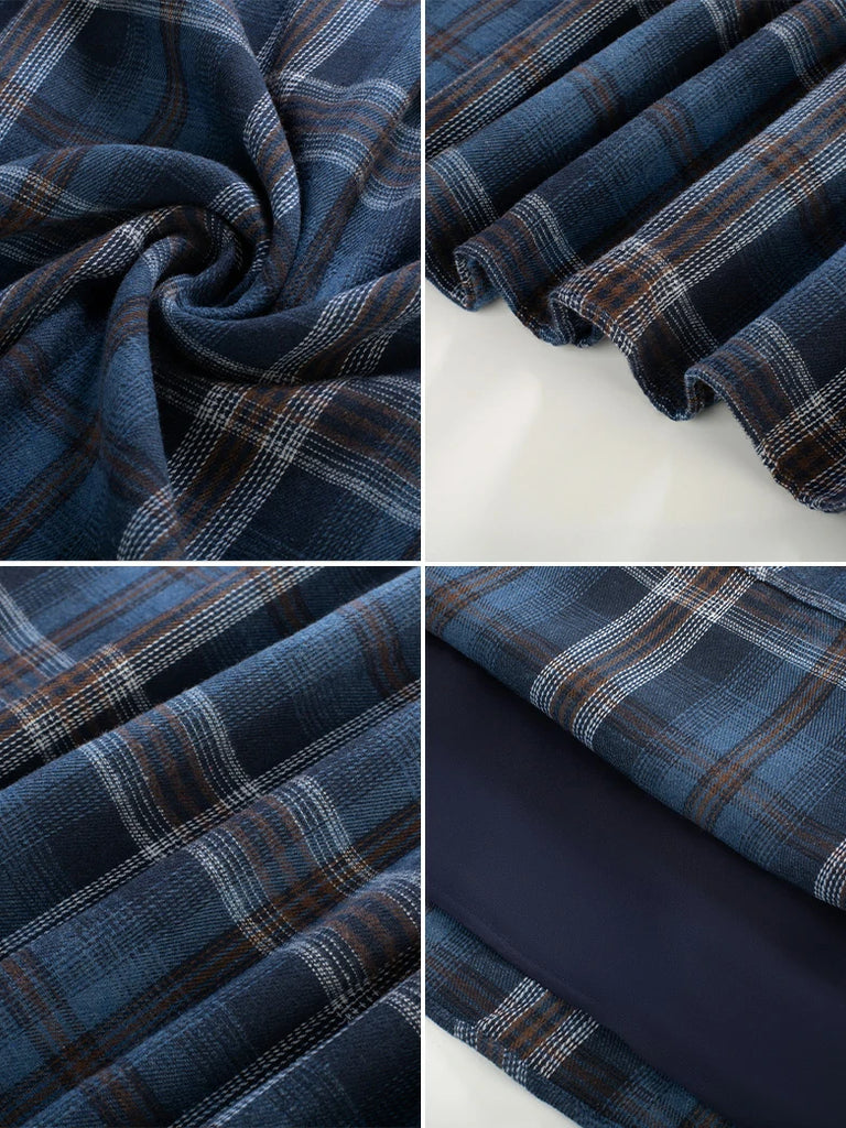 Scarlet Darkness Women Plaided Buckle up Flared Swing Maxi Skirt