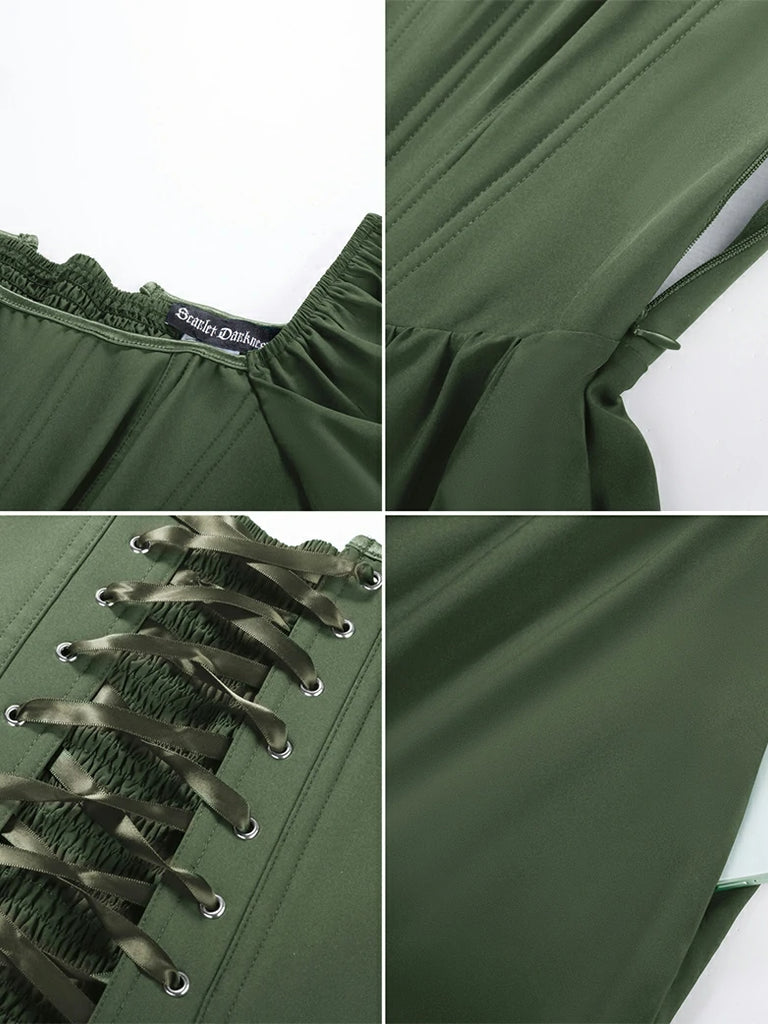 Scarlet Darkness Victorian Cocktail Party Corset Dress with Pockets