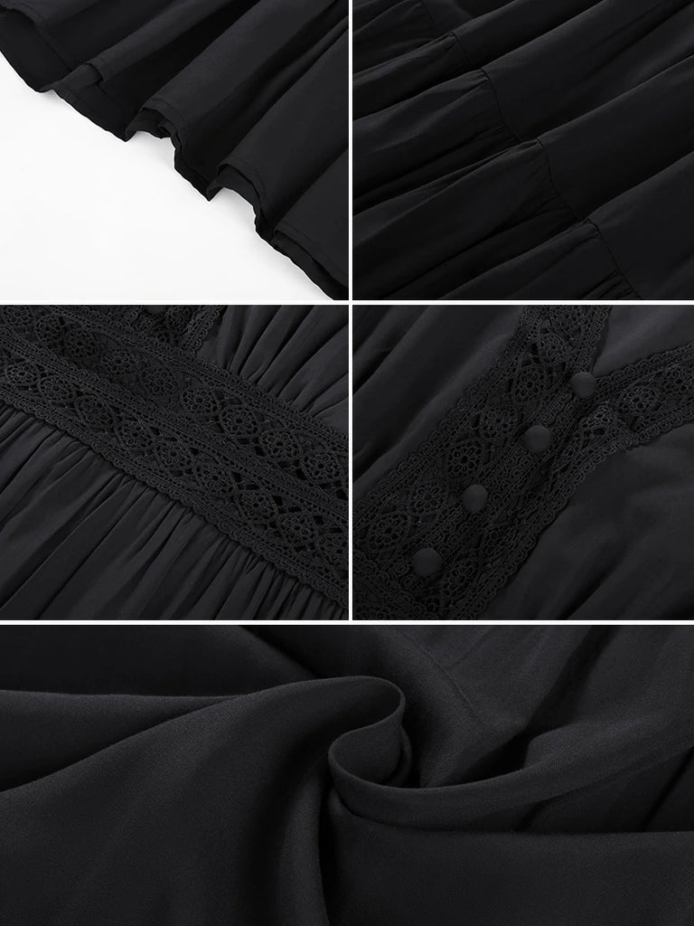 Scarlet Darkness Renaissance Festival Elastic Waist Pockets Dress