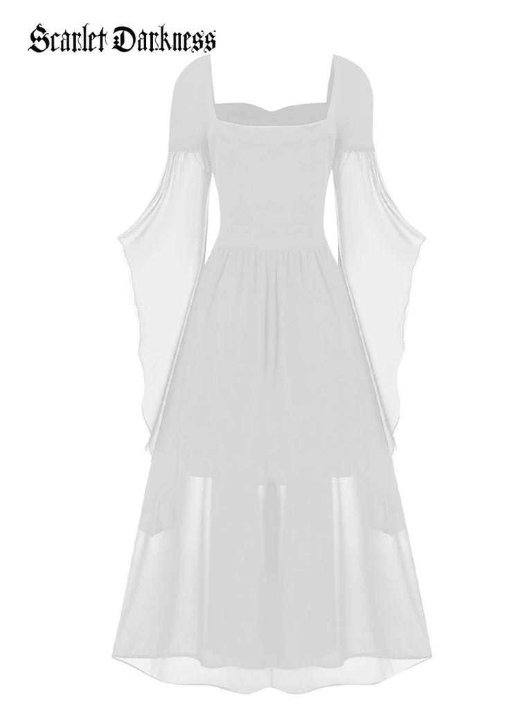 Scarlet Darkness 2025 Halloween Witch Fairy Tie-Strap Long Dress