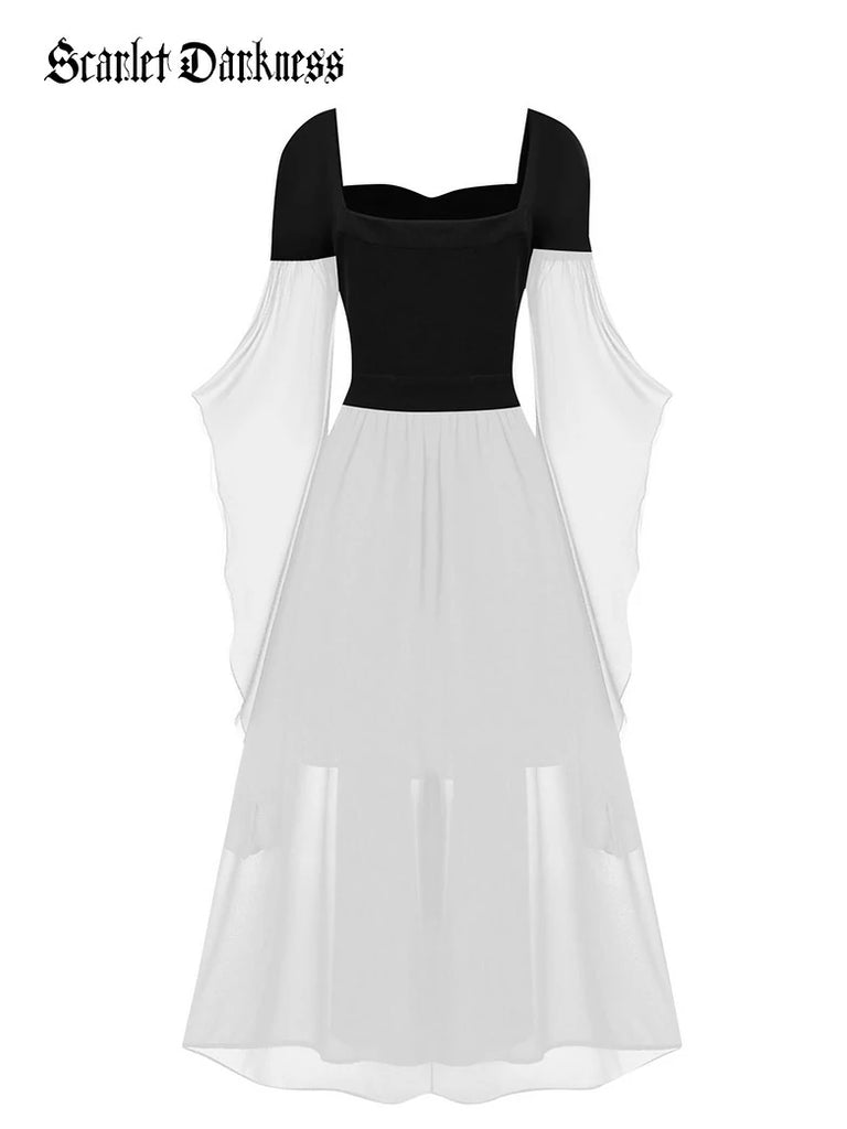 Scarlet Darkness 2025 Halloween Witch Fairy Tie-Strap Long Dress