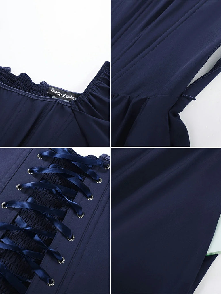 Scarlet Darkness Victorian Cocktail Party Corset Dress with Pockets