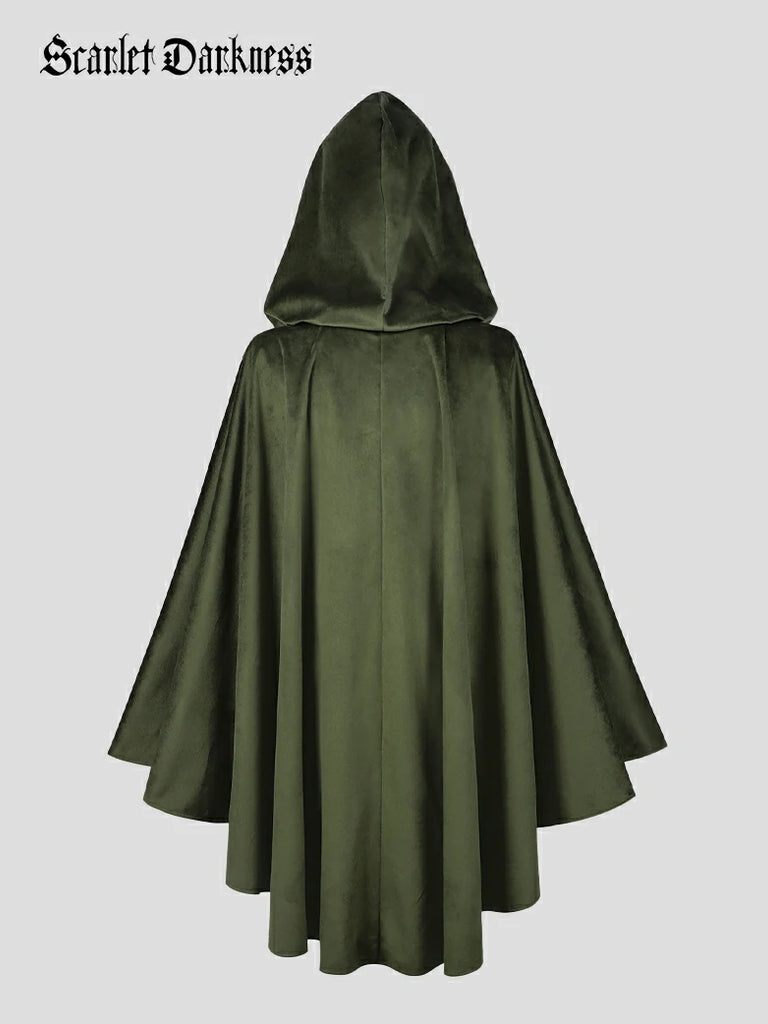 Scarlet Darkness 2025 Renaissance Wizard Short Hooded Cloak