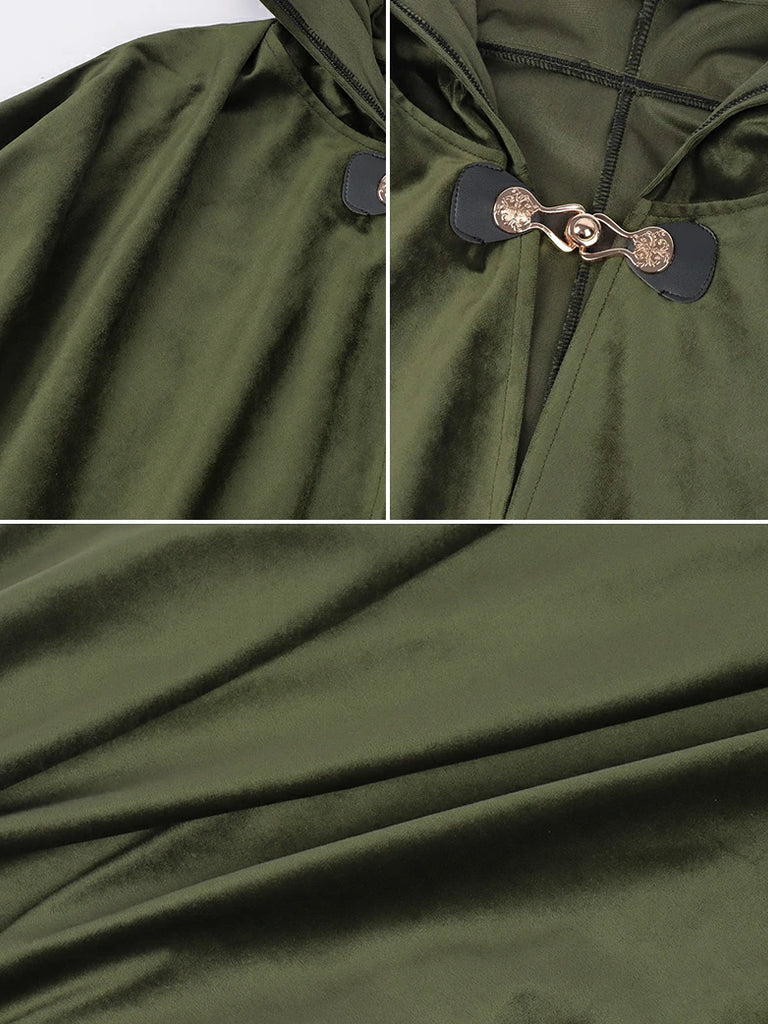 Scarlet Darkness 2025 Renaissance Wizard Short Hooded Cloak