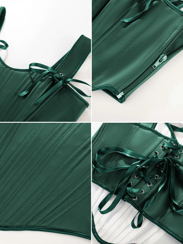 Scarlet Darkness Renaissance Satin Corset Bustier Lace-up Top